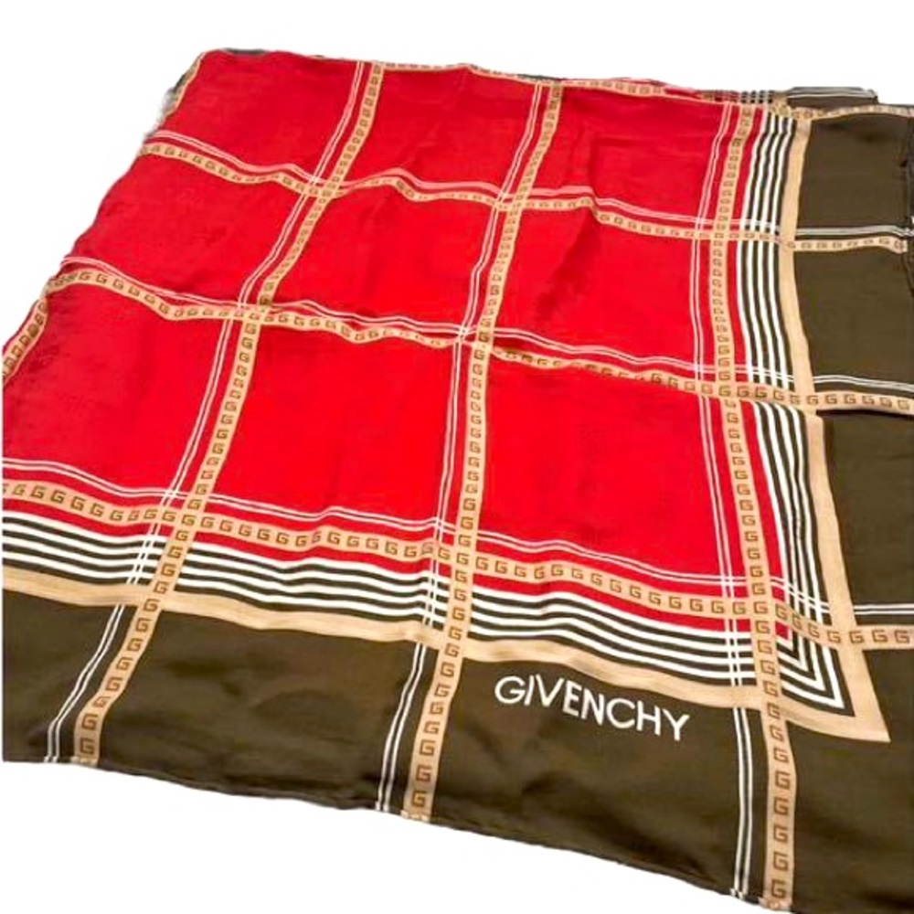 AUTH GIVENCHY LARGE  SILK SCARF